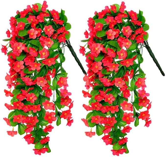 ZFProcess 2PCS Artificial Hanging Flowers, Fake Hanging Plants Violet Vines UV by ZFProcessArtificialFlowers