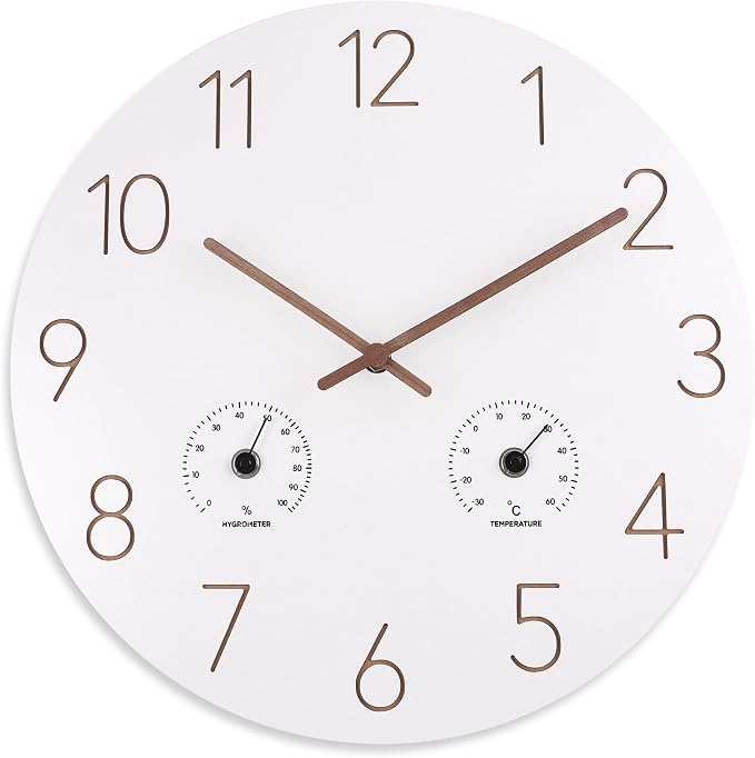 14 Inch Wall Clock, Wooden Frame Wall Clocks Decorative by Vigorwise