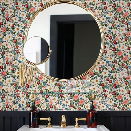 MuralPeel Vintage White Red Green Wildflower Straberry Flowers Peel and Stick - Image 4