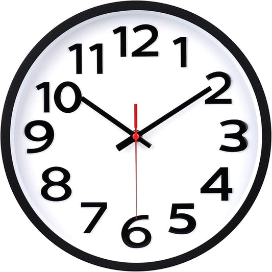 Wall Clock 12 Inch Silent Non-Ticking Big Numbers Easy to Read Wall Clocks by CrosstimeWallClockPracticalElegant