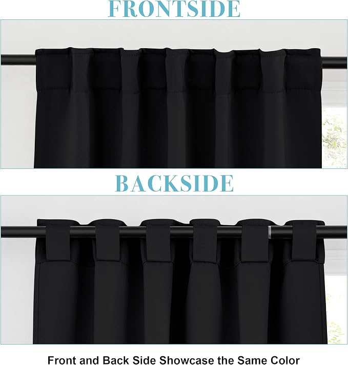 RYB HOME Blackout Curtains for Bedroom, Back Tab Curtain Drapes for Dining - Image 2