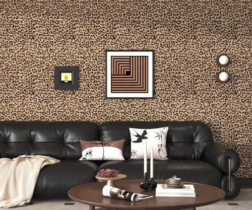 Leopard Peel and Stick Wallpaper Cheetah Contact Paper Brown 17.3''×78.8'' - Image 5