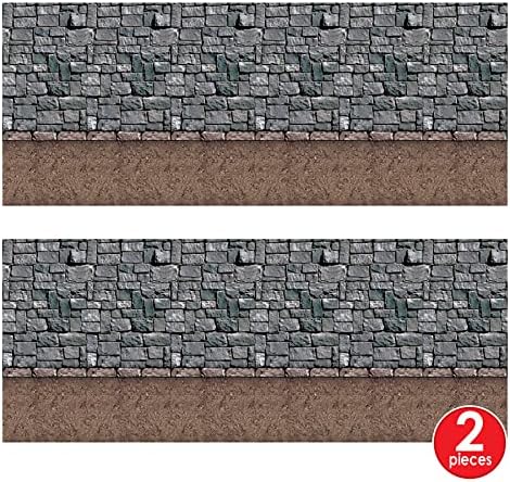 Beistle Stone & Dirt Floor Wall Backdrops, 4’ x 30’, Medieval Decor Background - Image 6