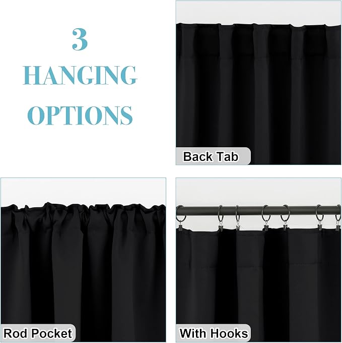 RYB HOME Blackout Curtains for Living Room, Back Tab & Rod Pocket Top - Image 6