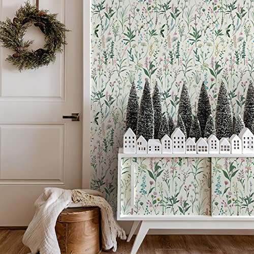 JiffDiff 17.3'' x 393.7" Floral Peel and Stick Wallpaper Vinyl Wallpaper Flower - Image 3