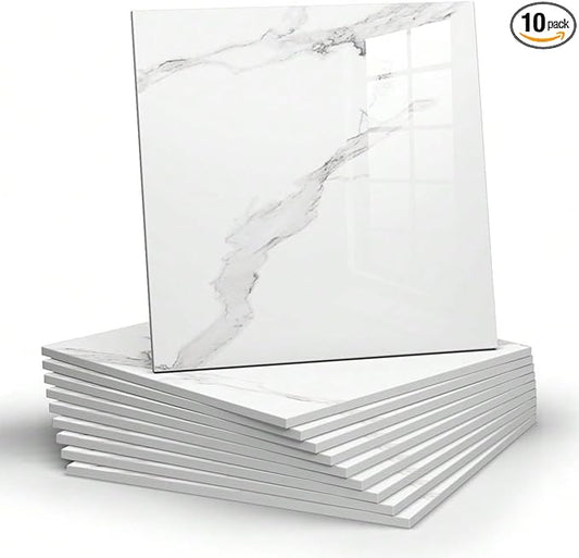 Chejiaye 10pcs Marble Peel and Stick Backsplash Waterproof Washroom Wall Panels by Chejiaye