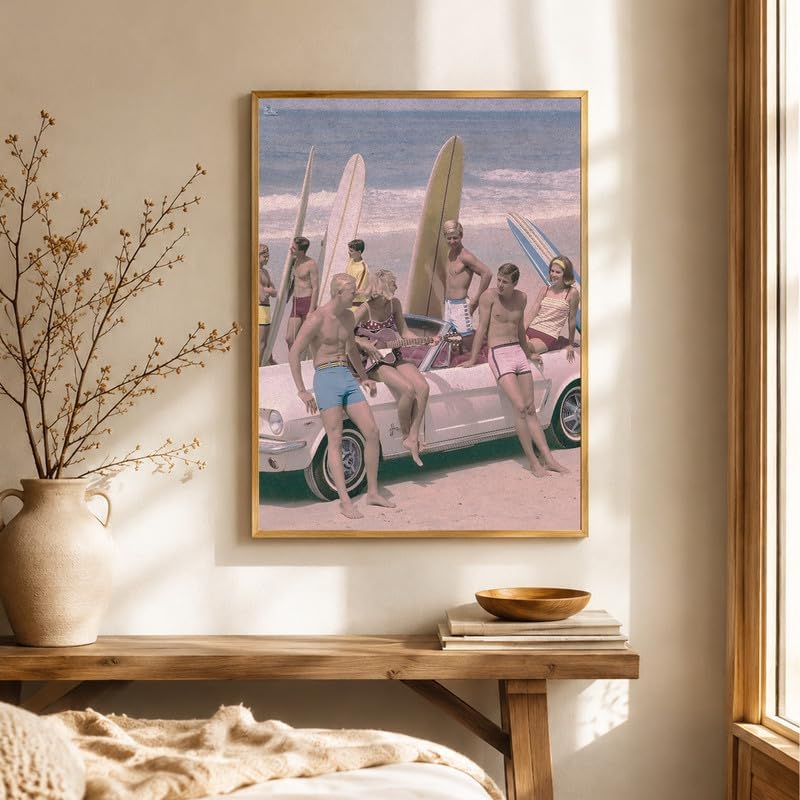 InkFlow Posters Surfers on a Beach Canvas Poster - Image 4