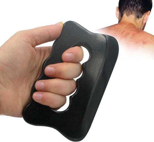 Gua Sha Massage Tool, Bian Stone Gua Sha Tool Gua Sha Stone for Soft Tissue Scraping, Used for Back, Legs, Arms, Neck,Shoulder(Black)
