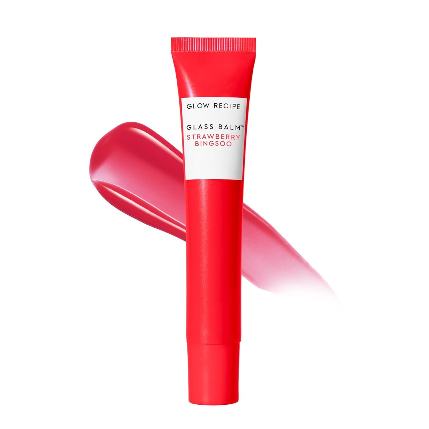 Glow Recipe Glass Balm Lip Treatment - 12Hr Hydrating Lip Balm & Moisturizer with Hyaluronic Acid to Smooth, Plump & Protect from Dryness - Sheer Pinky Red Tint, Strawberry Bingsoo (15 ml)