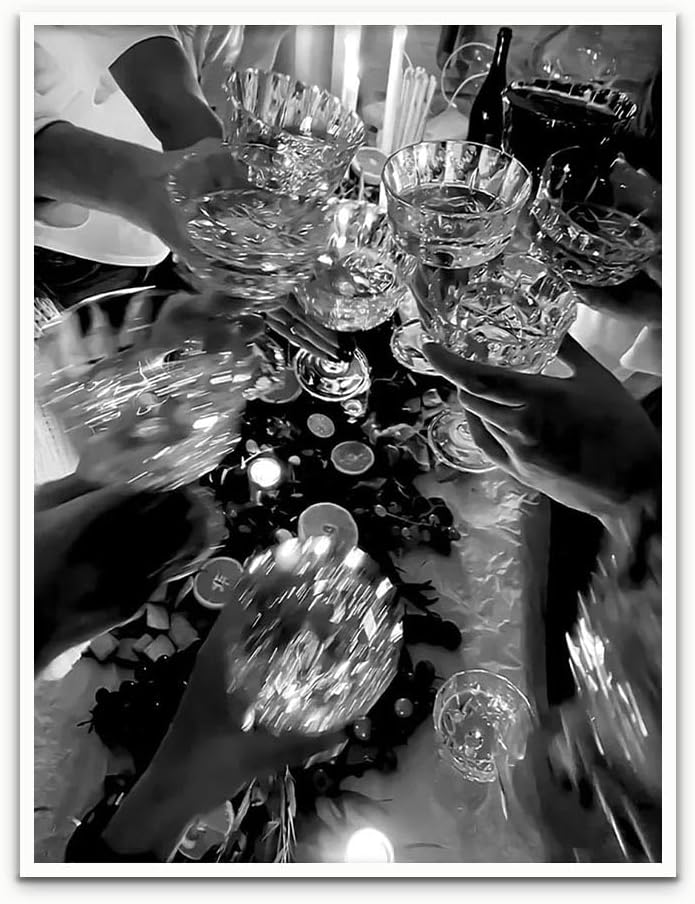 Poster Black and White Wall Art Champagne Poster Vintage Bar Print Canvas Art by Unknown