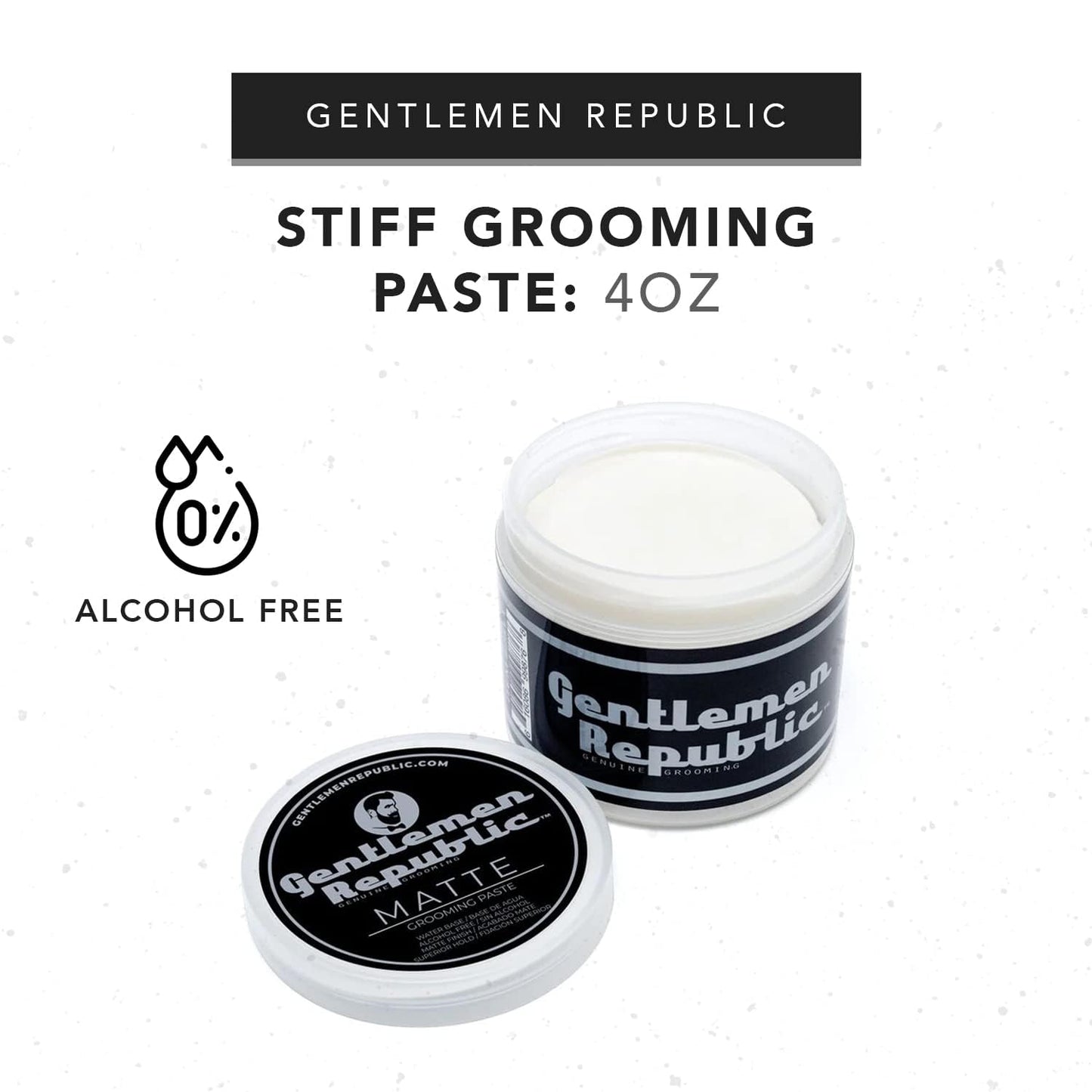 Gentlemen Republic Stiff Pomade for Men - Lightweight Water Based Pomade for High Hold & Shine, Premium Mens Hair Styling Products with No Beeswax - Suitable for Thick Hair, 4oz