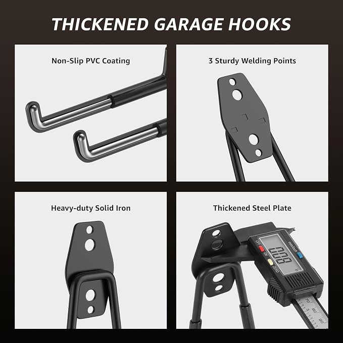 40 Pack Garage Hooks, Heavy Duty Steel Wall Mount Utility Hangers - Image 4