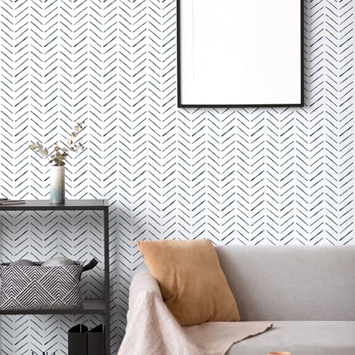 Rugreat Blue Herringbone Peel and Stick Wallpaper Modern 393inL17.3inW - Image 4