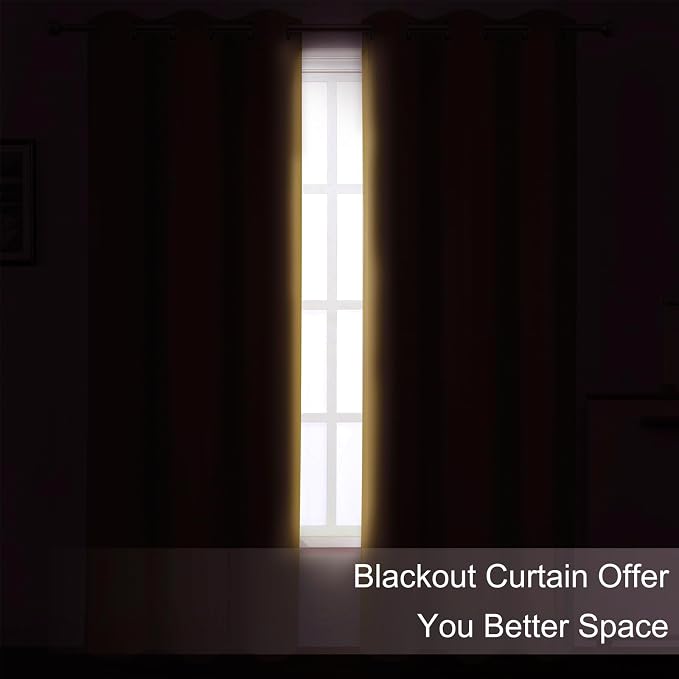 LEMOMO Blackout Curtains 52 x 108 inch/Mustard Yellow Curtains Set of 2 - Image 3