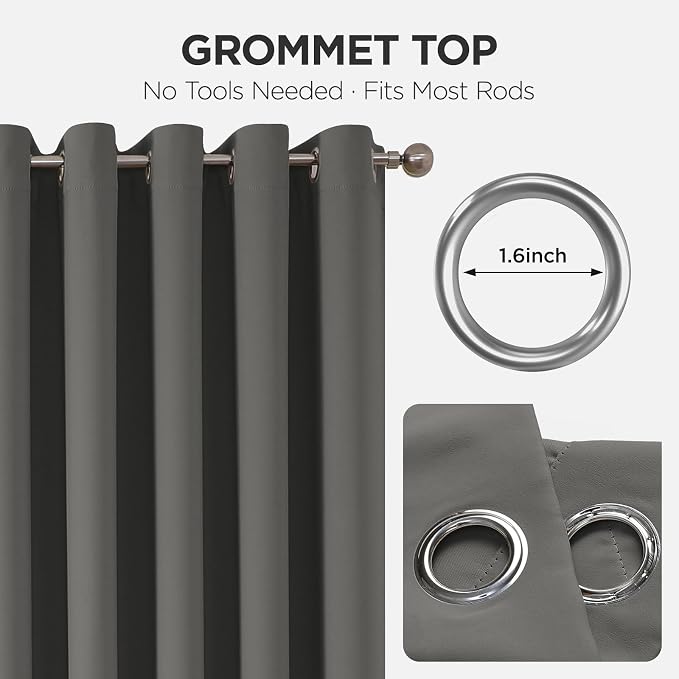 Joydeco Blackout Patio Sliding Door Curtains 90 Inches Long, Grommet Privacy - Image 7