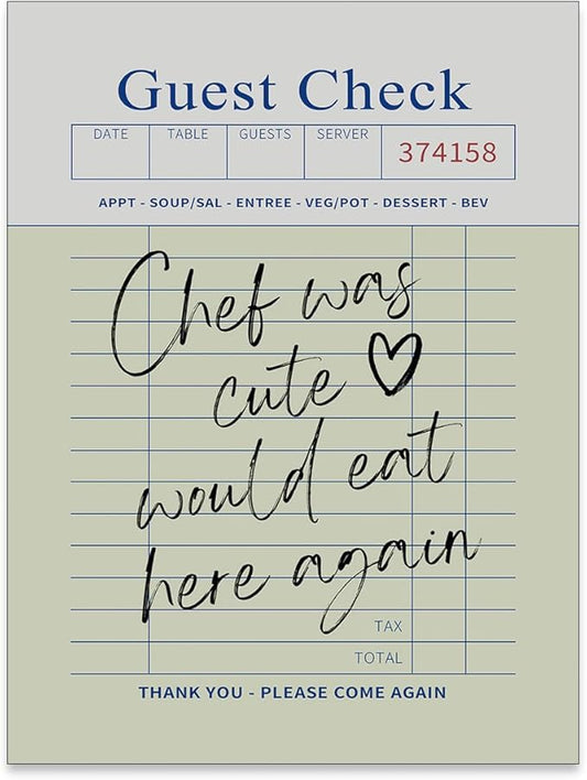 PDFI Trendy Kitchen Wall Art Guest Check Prints Chef Was Cute Would Eat Here by PDFI