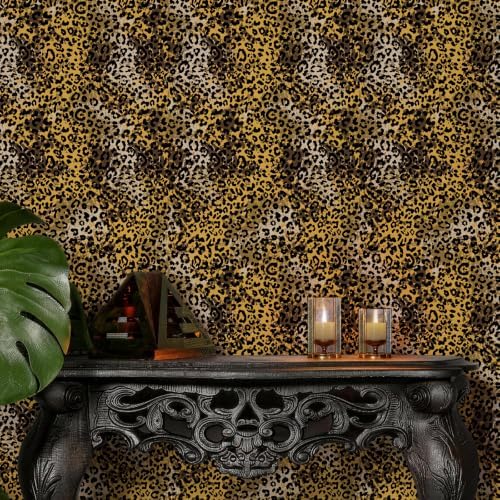 JiffDiff Black Gold Leopard Print Peel and Stick Wallpaper, 17.3" x 120" - Image 4