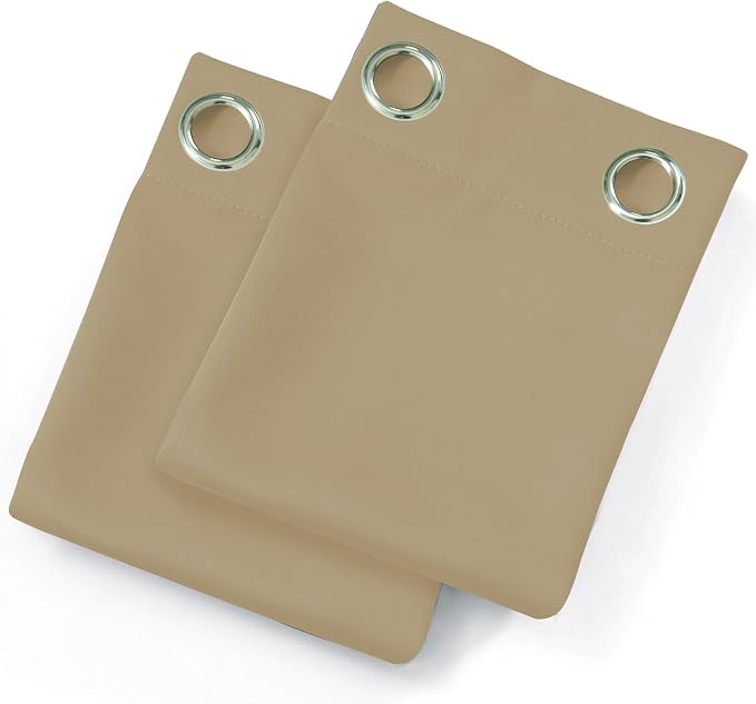 LEMOMO Beige Blackout Curtains 42 x 54 Inch Length Set of 2 Panels Grommet - Image 9