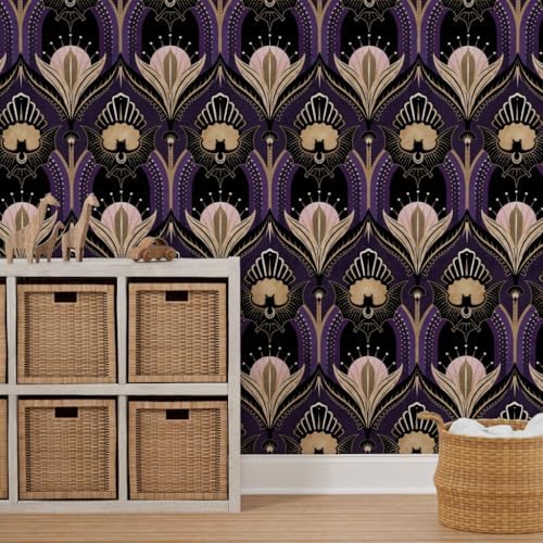 Spoonflower Art Deco Bats Peel and Stick Wallpaper - Image 7