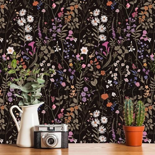 Wallpaper Self-Adhesive Blooming Vintage Colourful Flowers WallPaper by wallpaper