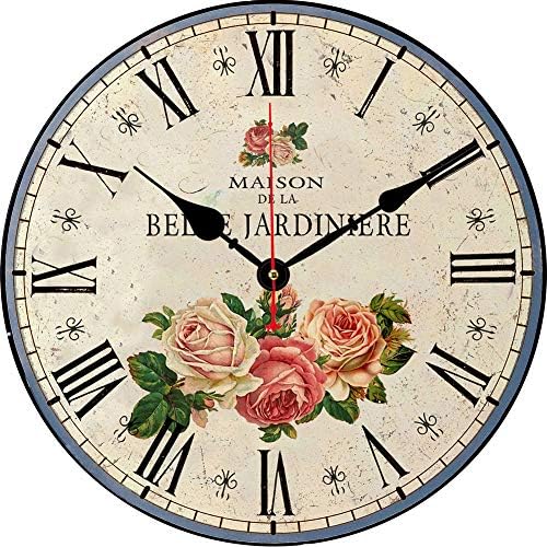 14 Inch Silent Non-Ticking Roman Numerals Wall Clock by BERYART