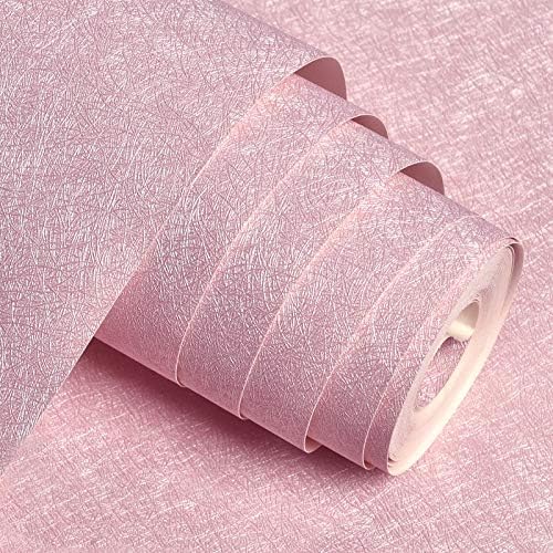 MelunMer Pink Silk Wallpaper Peel and Stick Removable Textured 15.7"x118" by MelunMer