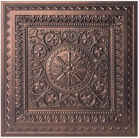 Art3d 12-Pack PVC Drop Ceiling Tiles, 2 x 2 ft, Antique Copper by Art3d