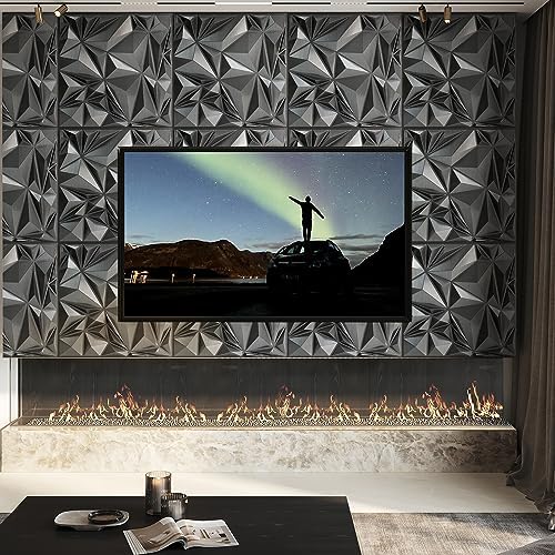 STICKGOO Diamond 3D Wall Panels, Brushed Silver, 19.7"x19.7" - Image 3