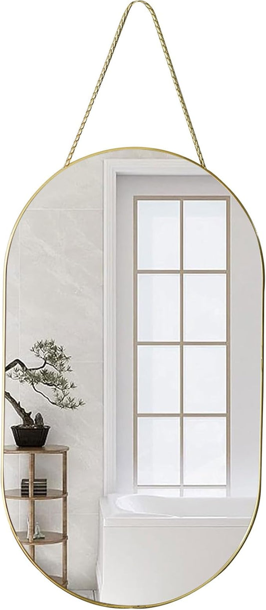 Oval Wall Mirror with Lanyard, High Definition Bathroom Mirror by Unknown