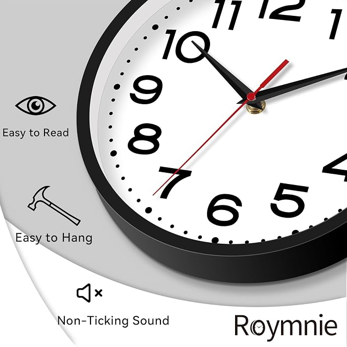 Roymnie Wall Clock Silent Non-Ticking Modern Clock Battery Operated 16 Inch - Image 5