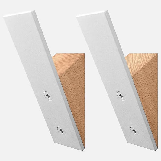 Homeforia Beech Wood Coat Hooks, High End Beech Wood & White Metal Wall Mounted by Homeforia
