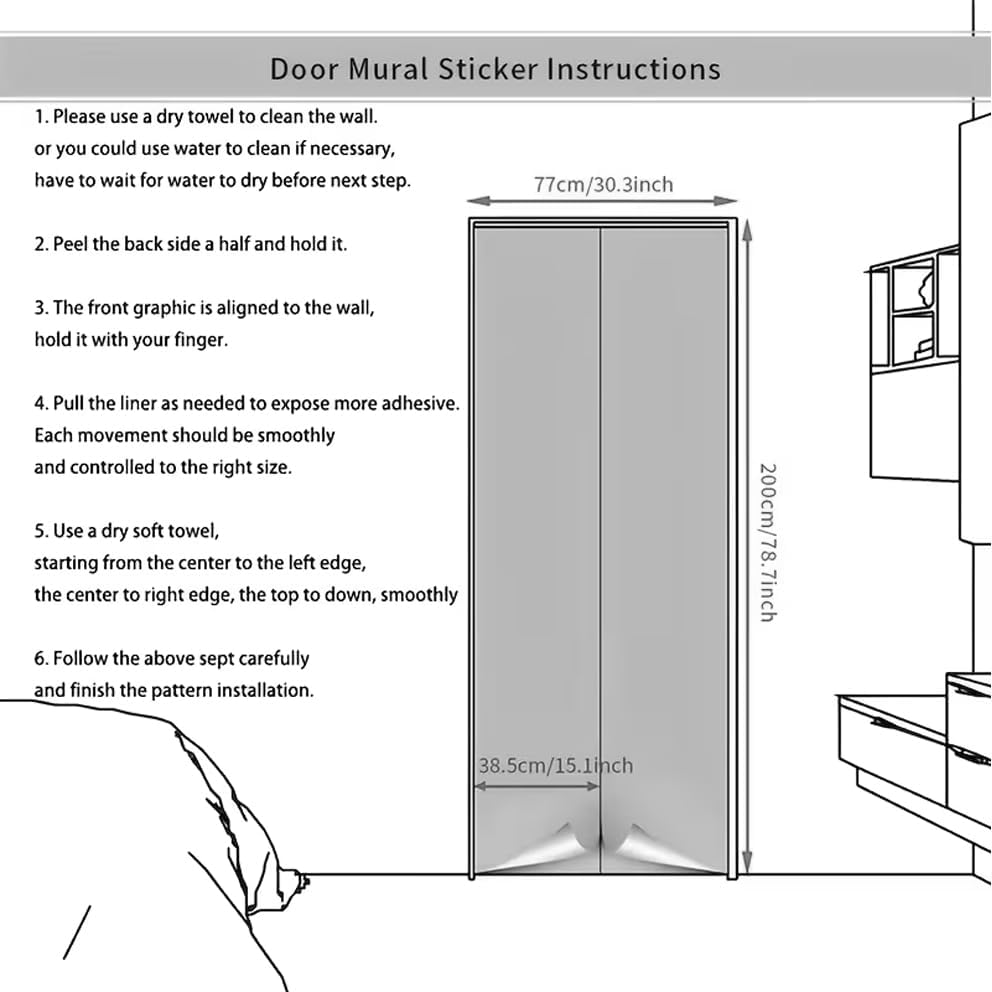 Removable Door Mural Decal, Self-Adhesive Wooden Door Wallpaper, Peel & Stick - Image 6