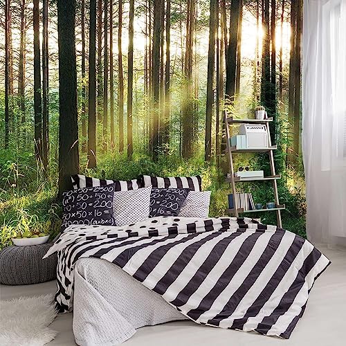 -Green Forest Scenery Woodland Tree Fabric Wallpaper Living Room Bedroom by YIHWM-PurchaseNow