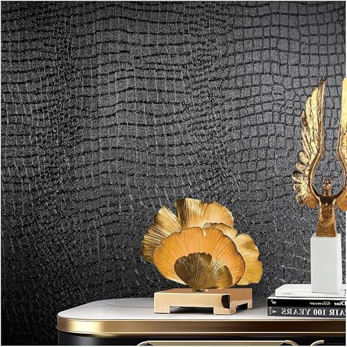 Black Peel and Stick Wallpaper, 15.7'' X 78.7'' Crocodile Wallpaper by Oneoftheworld