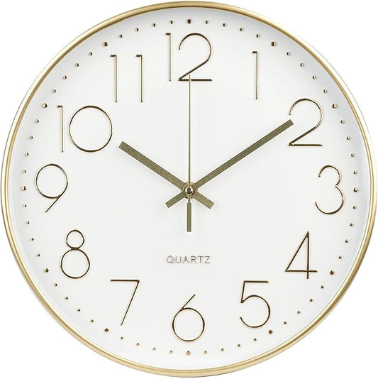 Wall Clock Non-Ticking Silent Modern Simple Style Round Decor Clock by BAKBRAND