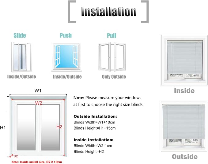 YIIBAII Mini Blinds Suitable for 35.5" W x 64" H Windows 1" Aluminum Horizontal - Image 8