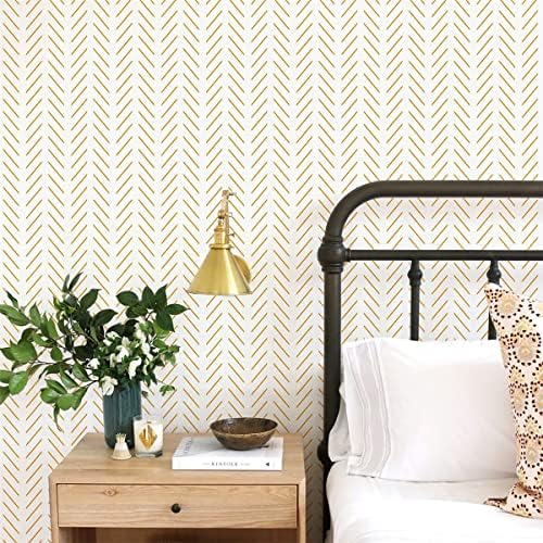 Orainege Peel and Stick Wallpaper Yellow and White Contact Paper - Image 2
