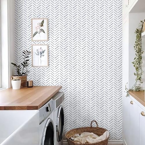 Rugreat Blue Herringbone Peel and Stick Wallpaper Modern 393inL17.3inW - Image 2