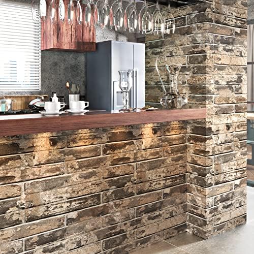 24''x118'' Retro Brown Brick Wallpaper Peel and Stick Large Textured Brick - Image 6