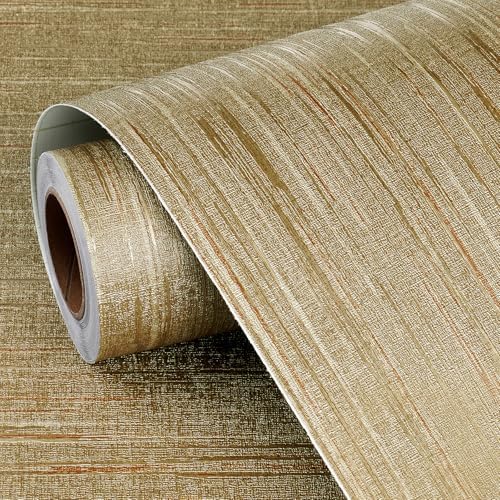 FunStick Brown Gold Grasscloth Peel and Stick Wallpaper Textured Grass Cloth - Image 7