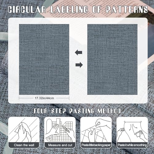 Amiya Grasscloth Wallpaper 17.3"x120" Blue Peel and Stick Faux Fabric Linen - Image 3