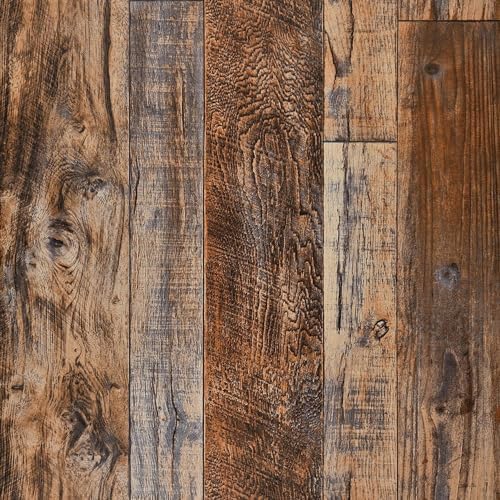 WENMER 23.6" x 590" Brown Wood Wallpaper Peel and Stick Shiplap Self Adhesive by WENMER