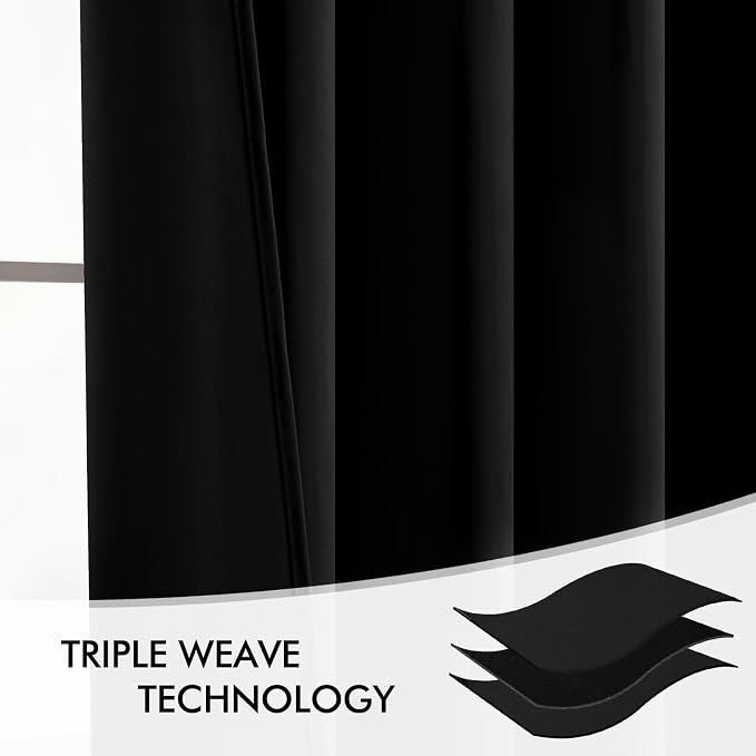 MIULEE Black Back Tab Blackout Curtains 100 Inch Length 2 Panels Set - Image 7