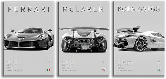 CSLGQGV Car Poster Vintage Racing Car Wall Art Supercar Canvas Prints Painting by Unknown