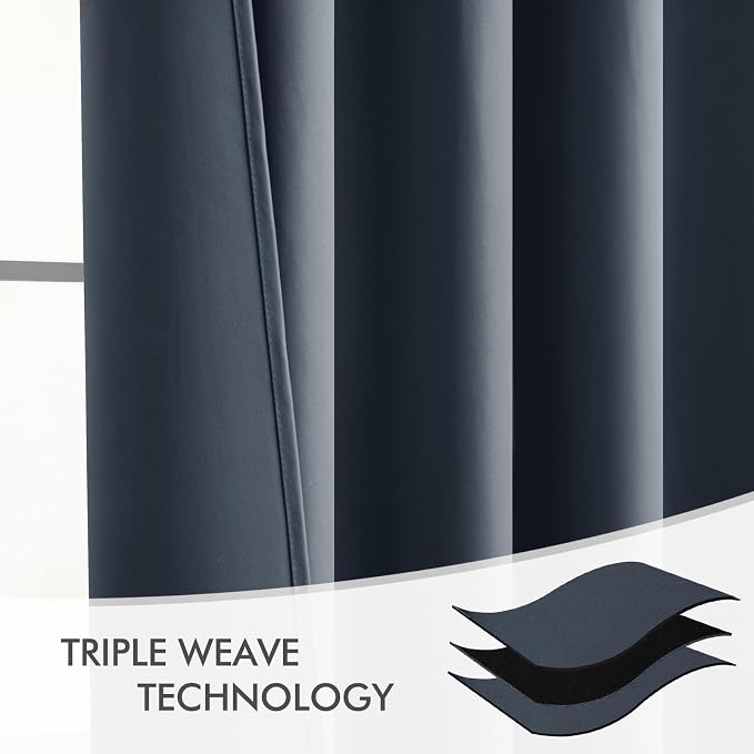 MIULEE Stone Blue Back Tab Blackout Curtains 84 Inch Length 2 Panels Set - Image 7
