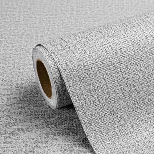 Peel and Stick Grasscloth Wallpaper Texture Light Grey Faux Linen Contact Paper by Horryhaushomedecoration