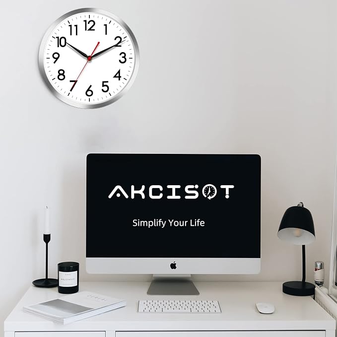 AKCISOT Wall Clock 12 Inch Silent Wall Clocks Battery Operated Non Ticking - Image 6