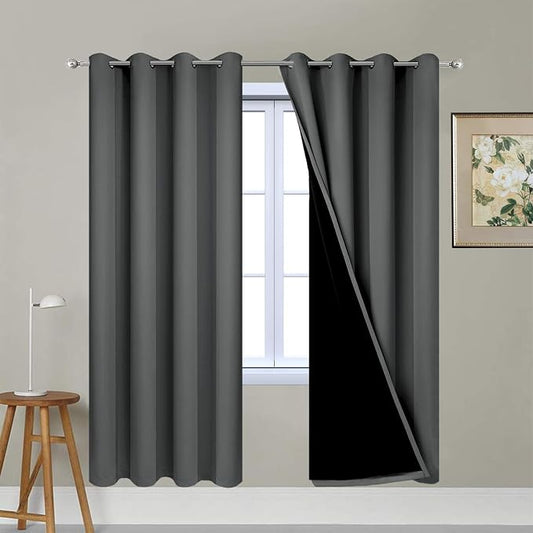 Yakamok 100% Blackout Curtains 72 Inches Long, 2 Thick Layers Thermal Insulated by Yakamok