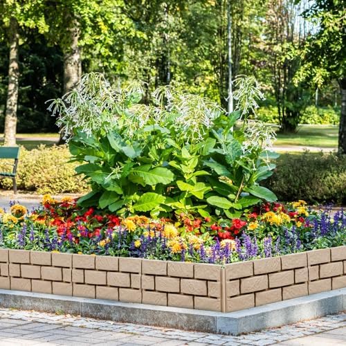 Landical 8 Pcs Yellow Faux Stone Garden Fence, Landscape Edging Border - Image 6