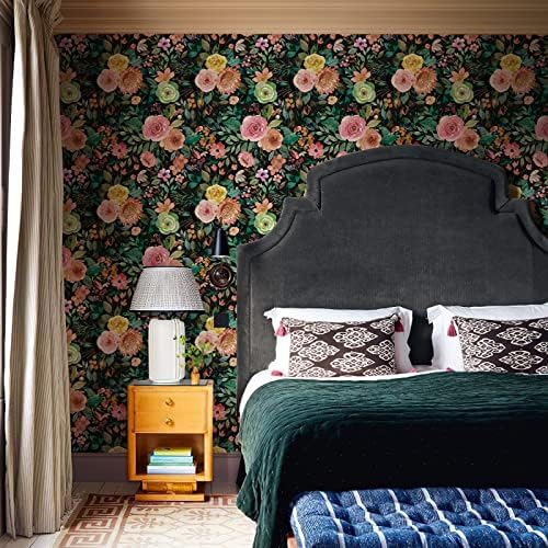Simon&Siff Dark Floral Peel and Stick Wallpaper 17.3" x 120" - Image 4